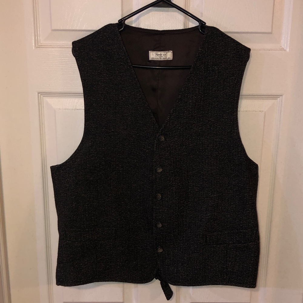 Vintage Fierte s.r.l. Charcoal Gray Wool Blend Button-Up Vest made in Italy